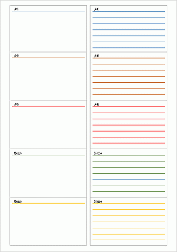A4縦用紙 名刺サイズの無料メモのWordテンプレート デザイン4